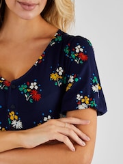 JoJo Maman Bébé Navy Blue Floral Dress - Image 4 of 4