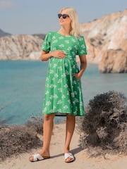 JoJo Maman Bébé Green Multi Print Maternity & Nursing Dress - Image 5 of 5