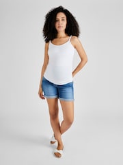 JoJo Maman Bébé Light Wash Denim Maternity Shorts - Image 3 of 4
