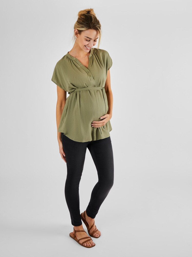 JoJo Maman Bébé Khaki Green Maternity Blouse - Image 3 of 4