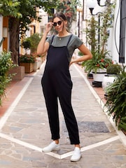 JoJo Maman Bébé Khaki Green & Black 2-Pack Boyfriend Maternity Cotton T-Shirts - Image 4 of 4
