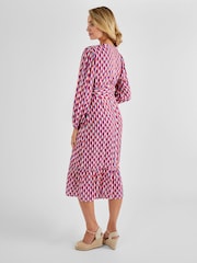 JoJo Maman Bébé Cream Geo Print Maternity Midi Shirt Dress - Image 3 of 4