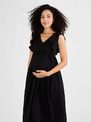 JoJo Maman Bébé Black Broderie Maternity Maxi Dress - Image 3 of 5
