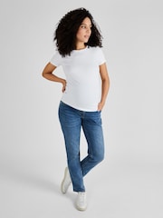 JoJo Maman Bébé Mid Wash Blue Straight Leg Maternity Denim Jeans - Image 2 of 4