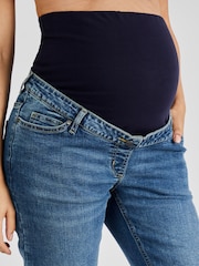 JoJo Maman Bébé Mid Wash Blue Straight Leg Maternity Denim Jeans - Image 4 of 4