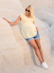 JoJo Maman Bébé Yellow Broderie Flutter Sleeve Maternity Blouse - Image 5 of 5