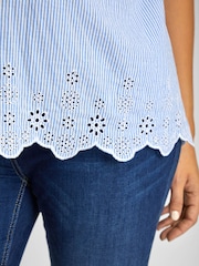 JoJo Maman Bébé Blue Ticking Stripe Flutter Sleeve Maternity Blouse - Image 4 of 5