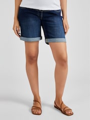 JoJo Maman Bébé Indigo Blue Denim Maternity Shorts - Image 1 of 4