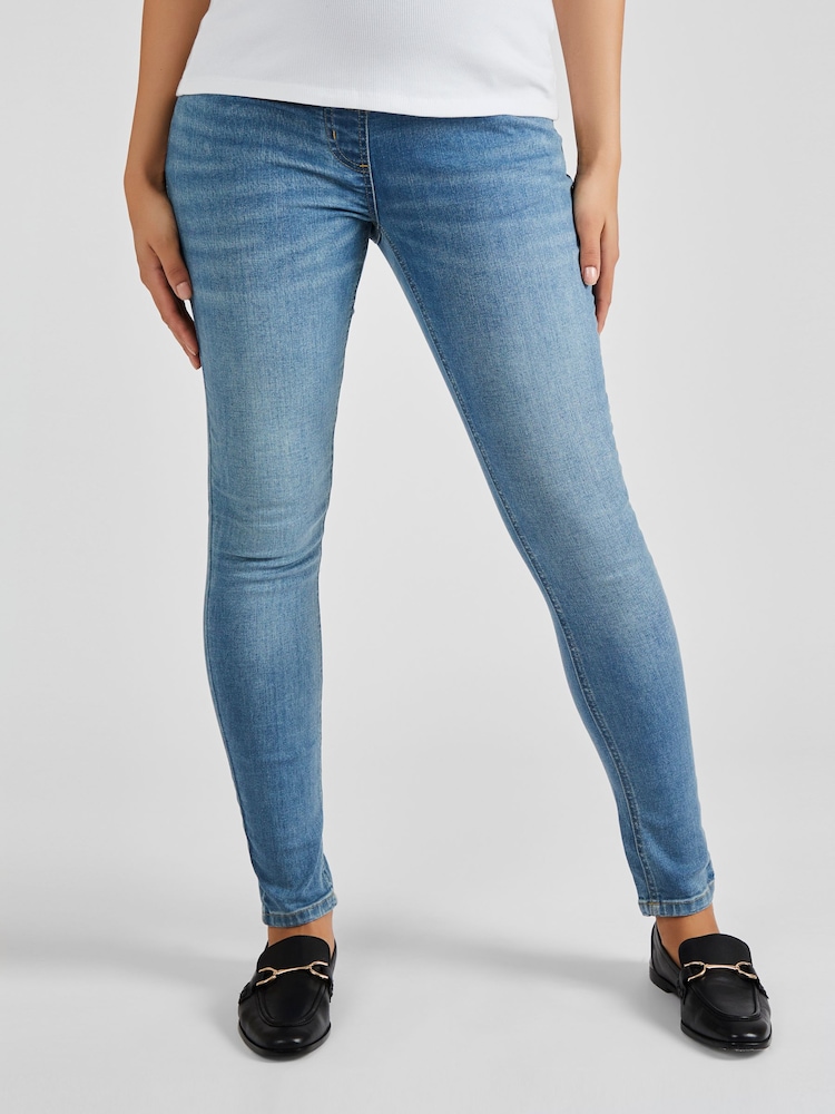 JoJo Maman Bébé Light Wash Blue Super Skinny Maternity Denim Jeans - Image 1 of 4