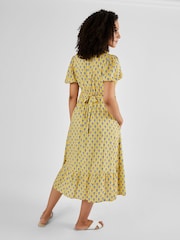 JoJo Maman Bébé Yellow Batik Print Maternity Midi Dress - Image 2 of 4