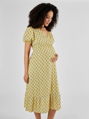 JoJo Maman Bébé Yellow Batik Print Maternity Midi Dress - Image 3 of 4