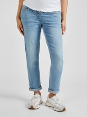 JoJo Maman Bébé Light Wash Blue Mom Maternity Denim Jeans - Image 1 of 4