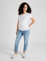 JoJo Maman Bébé Light Wash Blue Mom Maternity Denim Jeans - Image 3 of 4