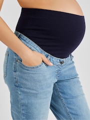 JoJo Maman Bébé Light Wash Blue Mom Maternity Denim Jeans - Image 4 of 4