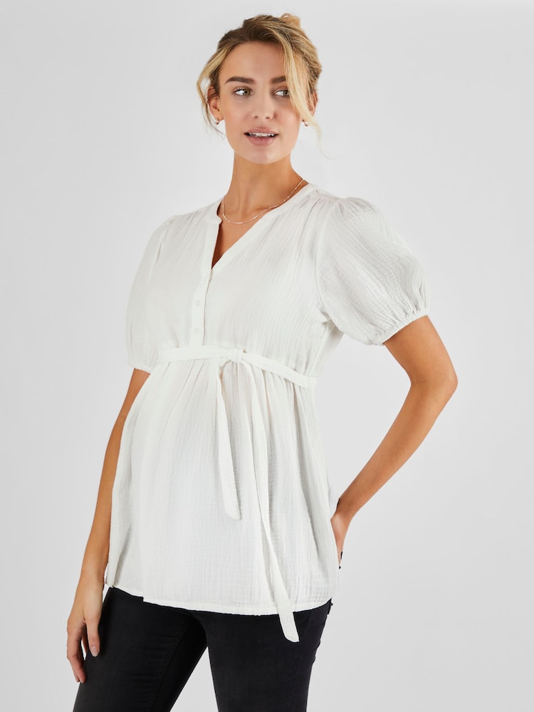 JoJo Maman Bébé Cream Textured Maternity Blouse - Image 1 of 4