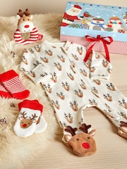 JoJo Maman Bébé Cream Reindeer Baby Gift Set - Image 1 of 5