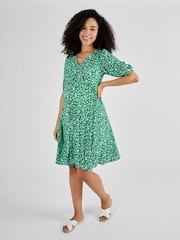 JoJo Maman Bébé Green Floral Floral V-Neck Maternity Dress - Image 1 of 5