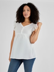Weiß - Jojo Maman Bébé Umstandsmode Bluse mit Flatterärmeln - Bild 1 von 4