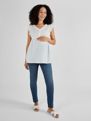 Weiß - Jojo Maman Bébé Umstandsmode Bluse mit Flatterärmeln - Bild 2 von 4