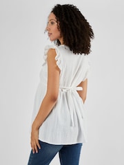 Weiß - Jojo Maman Bébé Umstandsmode Bluse mit Flatterärmeln - Bild 3 von 4