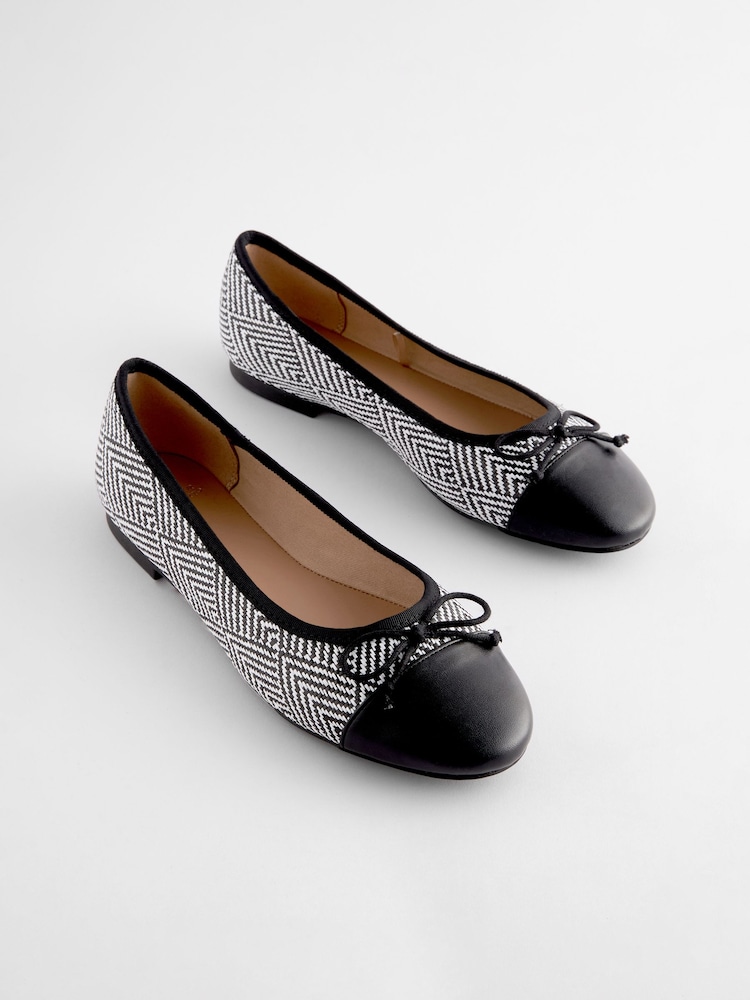Black/White Extra Wide Fit Forever Comfort® Ballerinas Shoes - Image 1 of 5