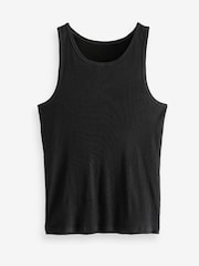 Black Ribbed 5 Pack 100% Cotton Vests 5 Pack - Image 2 of 4