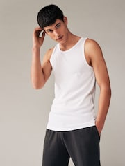 White Ribbed 2 Pack 100% Cotton Vests 5 Pack - Image 2 of 9