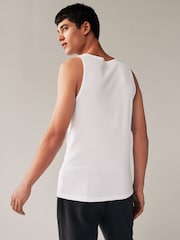 White Ribbed 2 Pack 100% Cotton Vests 5 Pack - Image 4 of 9