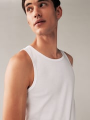 White Ribbed 2 Pack 100% Cotton Vests 5 Pack - Image 5 of 9