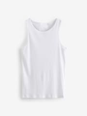 White Ribbed 2 Pack 100% Cotton Vests 5 Pack - Image 7 of 9