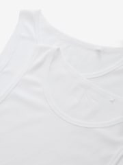 White Ribbed 2 Pack 100% Cotton Vests 5 Pack - Image 8 of 9