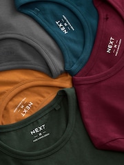 Rich Green/Blue/Orange/Grey Slim Fit 100% Cotton Underwear T-Shirts 5 Pack - Image 14 of 15