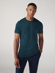 Rich Green/Blue/Orange/Grey Slim Fit 100% Cotton Underwear T-Shirts 5 Pack - Image 6 of 15