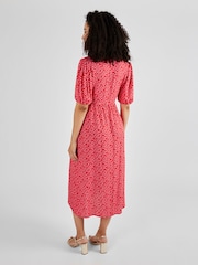 JoJo Maman Bébé Red Maternity Midi Tea Dress - Image 2 of 5