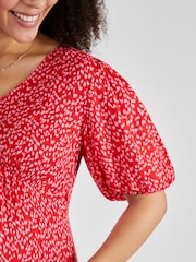 JoJo Maman Bébé Red Maternity Midi Tea Dress - Image 4 of 5