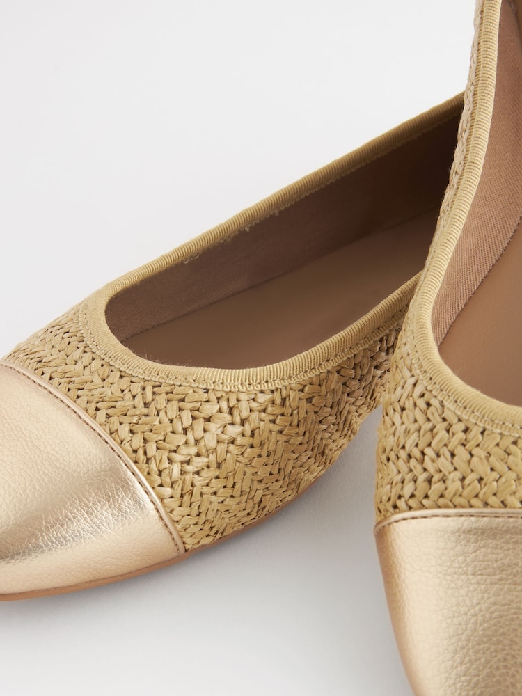 Natural/Gold Extra Wide Fit Forever Comfort® Ballerinas Shoes - Image 2 of 3