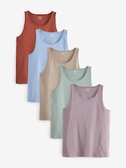 Light Blue / Green / Neutral Vests 5 Pack - Image 1 of 13