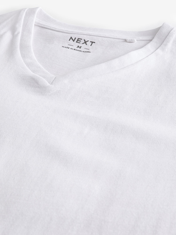 Vit - Vanlig passform 100% bomull V-ringning T-shirt i lager 10 Förp - Bild 2 av 7