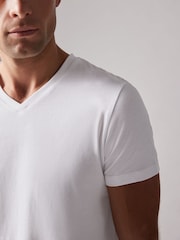 Vit - Vanlig passform 100% bomull V-ringning T-shirt i lager 10 Förp - Bild 7 av 7