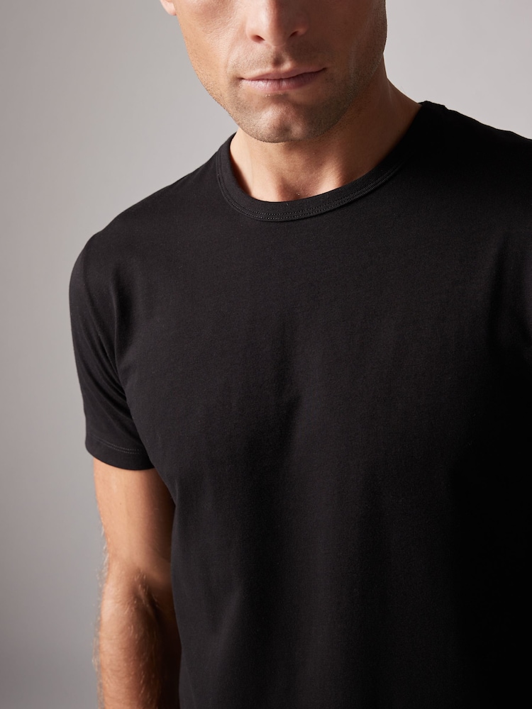 Black Slim Fit 100% Cotton Layering T-Shirt - Image 3 of 5