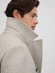 Reiss Oatmeal Review Wool Blend Herringbone Coat - Image 4 of 6