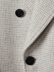 Reiss Oatmeal Review Wool Blend Herringbone Coat - Image 6 of 6