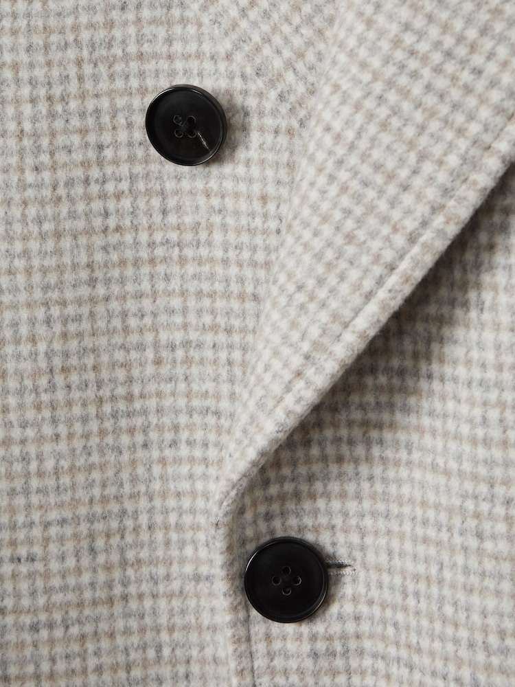 Reiss Oatmeal Review Wool Blend Herringbone Coat - Image 6 of 6