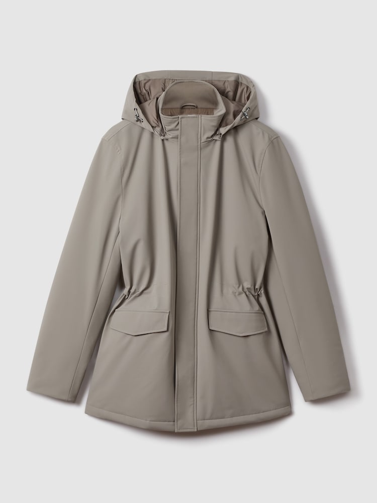 Reiss Taupe Dublin Water Repellent Removable Hooded Coat - Image 2 of 10