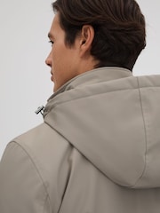 Reiss Taupe Dublin Water Repellent Removable Hooded Coat - Image 5 of 10