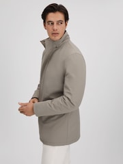 Reiss Taupe Dublin Water Repellent Removable Hooded Coat - Image 6 of 10