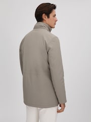 Reiss Taupe Dublin Water Repellent Removable Hooded Coat - Image 7 of 10