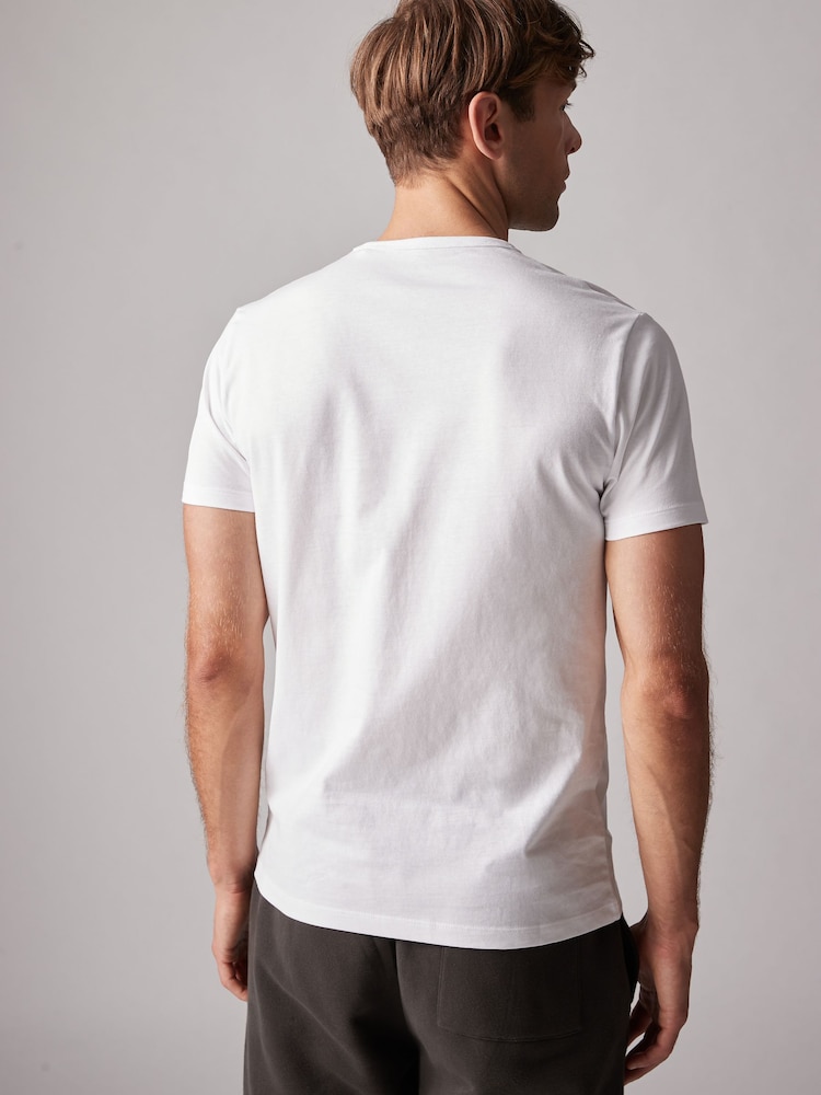 White Slim Fit 100% Cotton Layering T-Shirt - Image 3 of 8