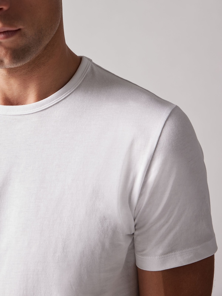 White Slim Fit 100% Cotton Layering T-Shirt - Image 4 of 8