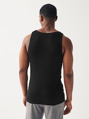 Black Ribbed 2 Pack 100% Cotton Vests 5 Pack - Image 1 of 2